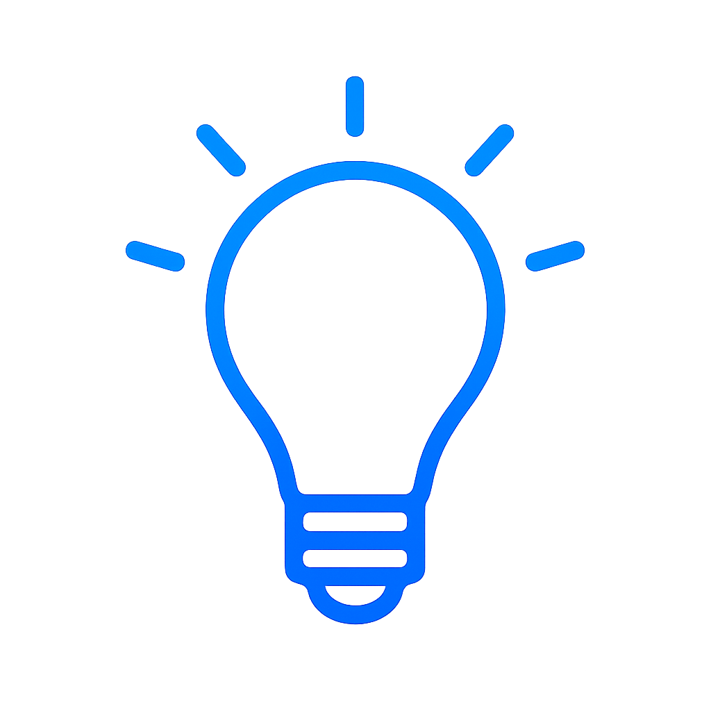 simple light bulb icon in 1143FF gradient color